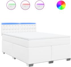 vidaXL fehér műbőr rugós ágy matraccal 160 x 200 cm (3288429) (3288429)