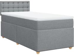 vidaXL világosszürke szövet rugós ágy matraccal 90 x 200 cm (3286577) (3286577)