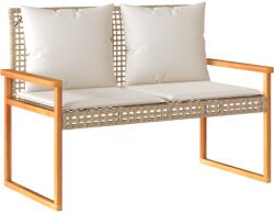 vidaXL vegyes bézs polyrattan és akácfa kerti pad párnával (365863) (365863)