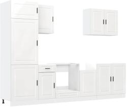 vidaXL 7 részes konyhai szekrény szett Kalmar fényes fehér műfa (3314783) (3314783)