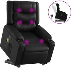 vidaXL fekete műbőr dönthető masszázs- és állófotel (3206555) (3206555)