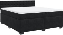 vidaXL fekete bársony rugós ágy matraccal 180x200 cm (3286392) (3286392)