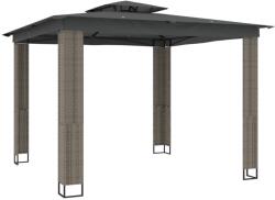 vidaXL antracitszürke szövet dupla tetős pavilon 2, 94 x 2, 94 m (368445) (368445)