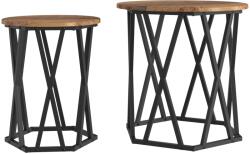 vidaXL Oldalasztalok 2 db Átmeneti Fa Műanyag (868265) (868265)