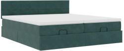 vidaXL Ottomán ágykeret matracokkal sötétzöld 180x200cm bársony (3312077) (3312077)