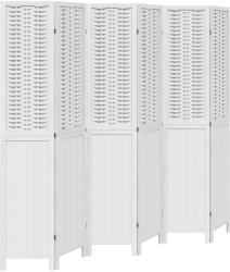 vidaXL 6 paneles fehér tömör császárfa térelválasztó (358731) (358731)