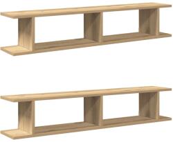 vidaXL 2 db kézműves tölgyszínű szerelt fa fali kockapolc 105x18x20 cm (856603) (856603)