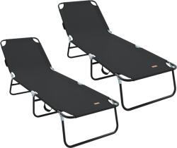 vidaXL Összecsukható napozóágy 2 db Hordozható Fekete 600D Oxford Szövet (42003147) (42003147)