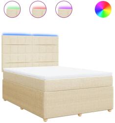 vidaXL krémszínű szövet rugós ágy matraccal 160 x 200 cm (3294412) (3294412)