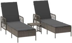 vidaXL nyugágy szett 3-as szett Szürke és sötétszürke PE rattan (365434) (365434)