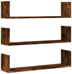 vidaXL 3 db füstös tölgy színű szerelt fa fali polc 80 x 18 x 18 cm (853294) (853294)