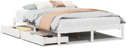 vidaXL fehér tömör fenyőfa ágy matrac nélkül 135 x 190 cm (3301427) (3301427)