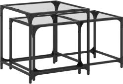 vidaXL 2 db rakásolható dohányzóasztal átlátszó üveglappal (845984) (845984)