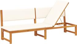 vidaXL Napozóágy 3 az 1-ben, krém színű párnákkal, masszív akác fából (4108112) (4108112)