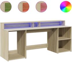 vidaXL sonoma tölgy színű szerelt fa íróasztal LED-ekkel 200x55x91 cm (3309440) (3309440)