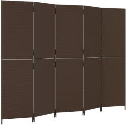vidaXL barna 5-paneles polyrattan térelválasztó (365349) (365349)