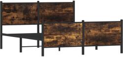 vidaXL füstös tölgyszínű fém ágykeret fej- és lábtámlával 137x190 cm (4007684) (4007684)