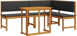 vidaXL 3 darabos kerti bistro szett párnákkal, masszív akácfából (3329108) (3329108)