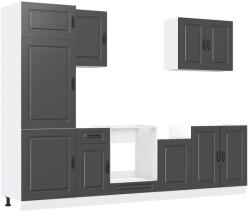 vidaXL 7 darabos konyhaszekrény szett Kalmar fekete színű műfa (3314762) (3314762)