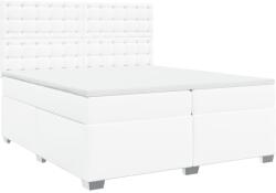 vidaXL fehér műbőr rugós ágy matraccal 200 x 200 cm (3290737) (3290737)