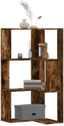 vidaXL 3 szintes füstös tölgy szerelt fa sarok könyvespolc 50x50x102cm (852595) (852595)