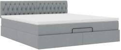 vidaXL Ottomán ágykeret matraccal világosszürke 160x200cm szövet (3311553) (3311553)