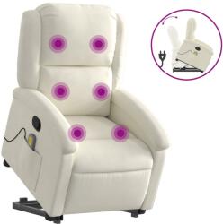 vidaXL krémszínű bársony felállást segítő dönthető masszázsfotel (3204320) (3204320)