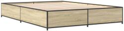 vidaXL sonoma tölgyszínű szerelt fa és fém ágykeret 120 x 190 cm (3279863) (3279863)