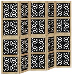 vidaXL 5 paneles barna és fekete tömör császárfa térelválasztó (358805) (358805)