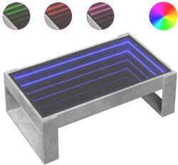 vidaXL betonszürke végtelen hatású LED-es dohányzóasztal 90x53x30 cm (847640) (847640)