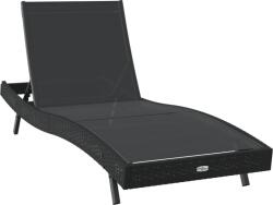 vidaXL Fekete napozóágy polirattanból és Textilénből (42009977) (42009977)