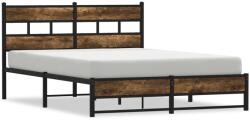 vidaXL füstös tölgy színű fém ágykeret matrac nélkül 140 x 190 cm (4017218) (4017218)