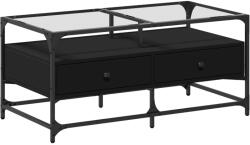 vidaXL fekete acél dohányzóasztal üveglappal 98, 5 x 50 x 45 cm (846044) (846044)