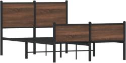 vidaXL barna tölgy színű fém ágykeret fej- és lábtámlával 120 x 190 cm (4007955) (4007955)