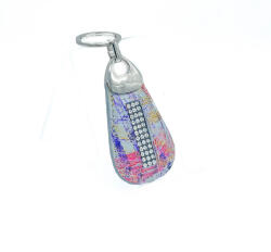 Amnisu színes mintás swarovski köves bőr kulcstartó h4017