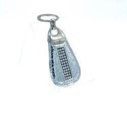 Amnisu fényes ezüst kígyómintás swarovski köves bőr kulcstartó h1009