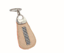 Amnisu rosegold csíkos swarovski köves bőr kulcstartó h2013