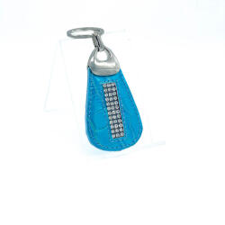 Amnisu türkiz lakk krokkómintás swarovski köves bőr kulcstartó h6020