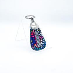 Amnisu színes mozaik mintás swarovski köves bőr kulcstartó h8030