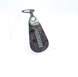 Amnisu barna / bronz mintás swarovski köves bőr kulcstartó h9002