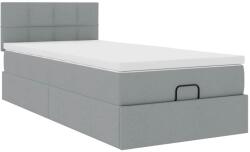 vidaXL Ottomán ágykeret matraccal világosszürke 90x190cm szövet (3311421) (3311421)