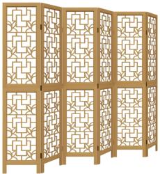 vidaXL 6 paneles barna tömör császárfa térelválasztó (358874) (358874)
