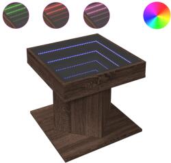 vidaXL barna tölgy szerelt fa dohányzóasztal LED-del 50 x 50 x 45 cm (847566) (847566)