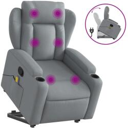 vidaXL világosszürke szövet felállást segítő dönthető masszázsfotel (3204494) (3204494)