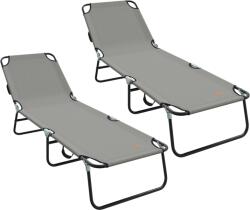 vidaXL Összecsukható napozóágy 2 db Hordozható Szürke 600D Oxford szövet (42003149) (42003149)