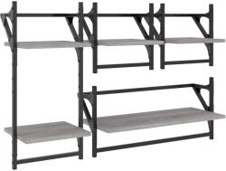 vidaXL 4 részes szürke sonoma színű műfa falipolcszett rúddal (836266) (836266)