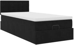 vidaXL Ottomán ágykeret matraccal fekete 90x200cm bársony (3311893) (3311893)
