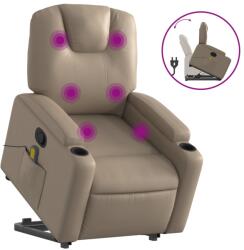 vidaXL cappuccino műbőr dönthető masszázs- és állófotel (3204443) (3204443)