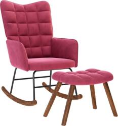 vidaXL bordó bársony hintaszék lábtartóval (4016848) (4016848)