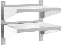 vidaXL 2 szintes ezüst rozsdamentes acél fali polc 50 x 40 x 60 cm (30315) (30315)